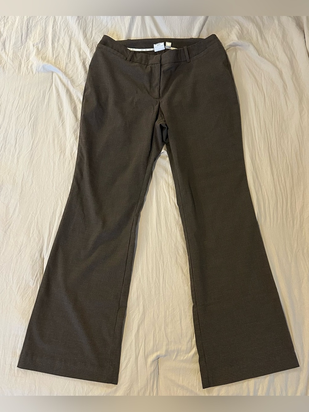 Worthington Curvy Fit Brown Square Checked Print Pants